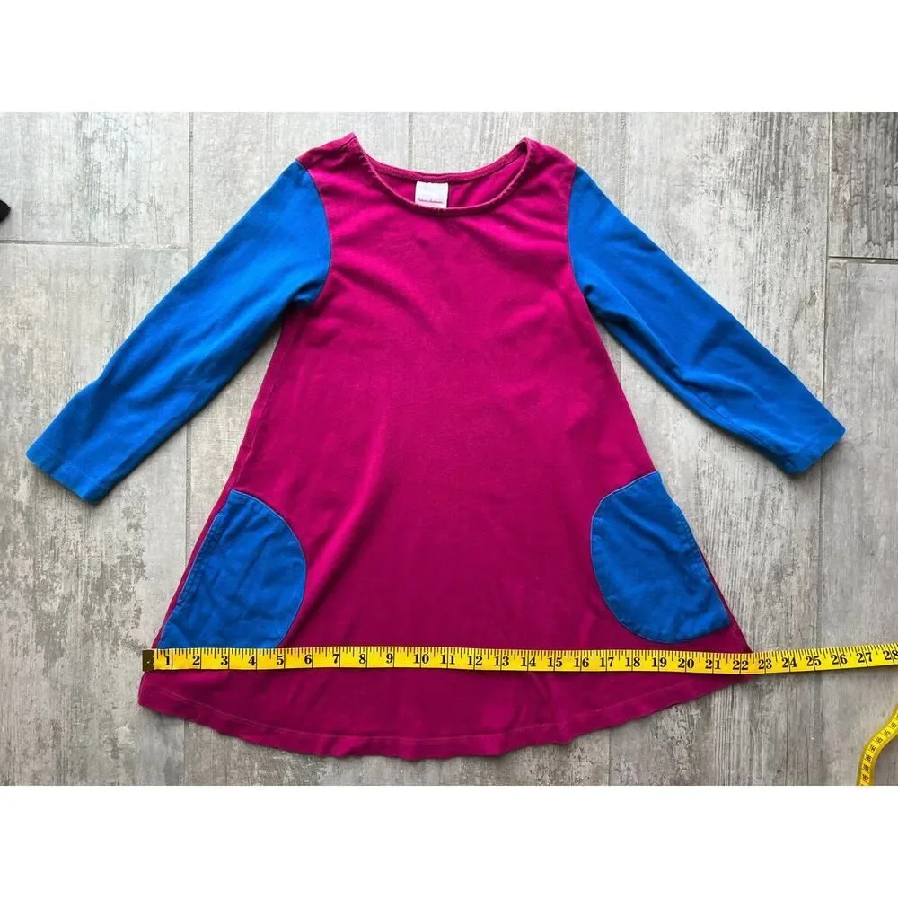 HANNA ANDERSSON Girls Long Sleeve Pink Blue 100% Cotton Dress Casual Everyday 4